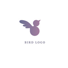 Bird silhouette logo. Vector abstract minimalistic illustration flying fowl. Pigeon icon. Zoo, pet shop, farm, bird feather, wild nature vector flat style logotype modern.
