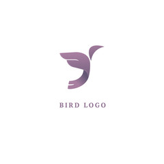 Bird silhouette logo. Vector abstract minimalistic illustration flying fowl. Pigeon icon. Zoo, pet shop, farm, bird feather, wild nature vector flat style logotype modern.