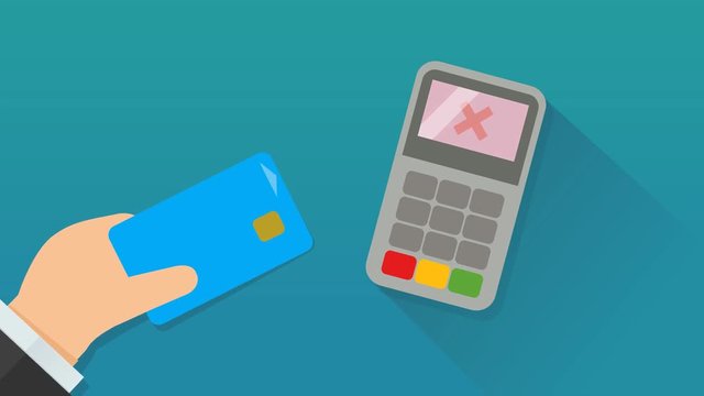 Contactless payment with credit card valid/failed (flat design)