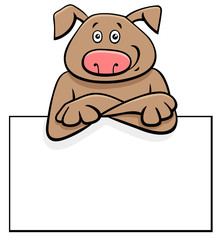 cartoon dog with board or card
