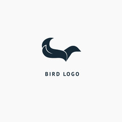 Bird silhouette logo. Vector abstract minimalistic illustration flying fowl. Pigeon icon. Zoo, pet shop, farm, bird feather, wild nature vector flat style logotype modern.