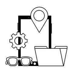 mobile folder glasses pointer social media