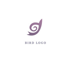 Bird silhouette logo. Vector abstract minimalistic illustration flying fowl. Pigeon icon. Zoo, pet shop, farm, bird feather, wild nature vector flat style logotype modern.