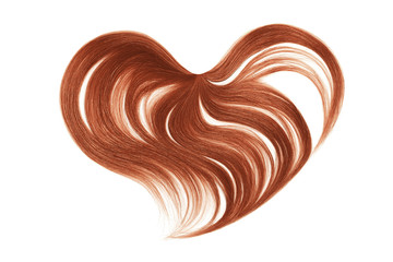 Henna hair in shape of heart, isolated on white background