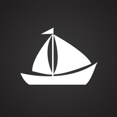 Sail boat on black background icon