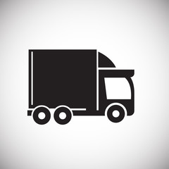Cargo truck on white background icon