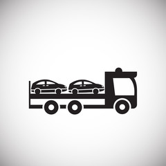 Car transporter on white background icon