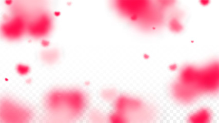 Hearts Confetti Falling Background. St. Valentine's Day pattern. Romantic Scattered Hearts Design Element. Love. Sweet Moment. Gift. Cute Element of Design for Sales or Celebration.