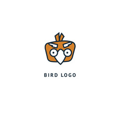 Bird silhouette logo. Vector abstract minimalistic illustration flying fowl. Owl icon. Zoo, pet shop, farm, bird feather, wild nature vector flat style logotype modern.