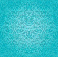 Turquoise Flowers, decorative ornate holiday vector vintage background floral mandala design
