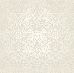 Zelfklevend Fotobehang Wedding Floral decorative vintage Background Ecru Bege pale Flowers wallpaper pattern mandala design © Veneta