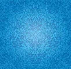 Schilderijen op glas Blue Decorative Flowers,Vintage Wallpaper Background ornate fashion ornate mandala design © Veneta