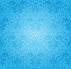 Foto op Plexiglas Blue vector decorative flowers background trendy floral ornamental fashion wallpaper mandala design © Veneta