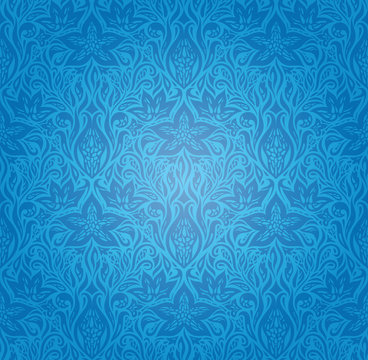 Blue Decorative Flowers,Vintage Wallpaper Background ornate fashion ornate mandala design