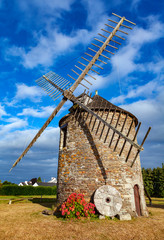 Windmühle in der Bretagne, Frankreich