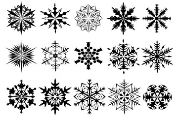 Snowflakes vector collection. Winter snow icons. New Year and Christmas decorations.