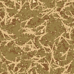 UFO military camouflage seamless pattern in different shades of beige, brown and green colors