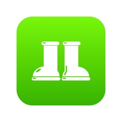 Rubber garden boots icon green vector isolated on white background
