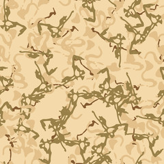 UFO military camouflage seamless pattern in different shades of beige, brown and green colors