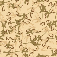 UFO military camouflage seamless pattern in different shades of beige, brown and green colors