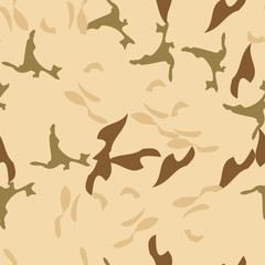 UFO military camouflage seamless pattern in different shades of beige, brown and green colors
