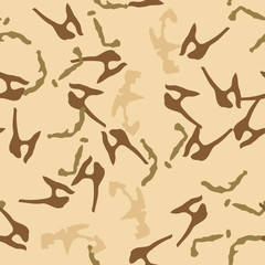 UFO military camouflage seamless pattern in different shades of beige, brown and green colors