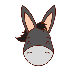 cute head donkey cartoon animal wild