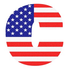  Letter of the Alphabet on United States of America Flag style with Black marbled Glitter