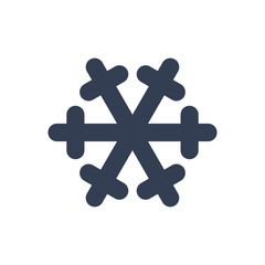 ChSnowflake icon. Black silhouette snow flake sign, isolated on white background. Flat design. Symbol of winter, frozen, Christmas, New Year holiday. Graphic element decoration. Vector illustration