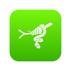 Tree snake icon green vector isolated on white background