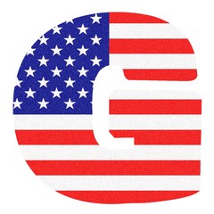  Letter of the Alphabet on United States of America Flag style with Black marbled Glitter