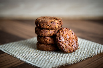 Homemade chocolate cookie. Homemade chocolate biscuit, full-flavored.