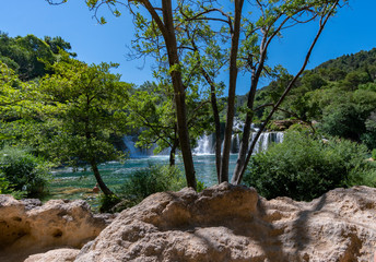 Fototapeta na wymiar Wasserfall im Krka Nationalpark/ Kroatien