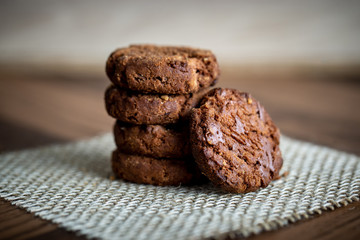 Homemade chocolate cookie. Homemade chocolate biscuit, full-flavored.