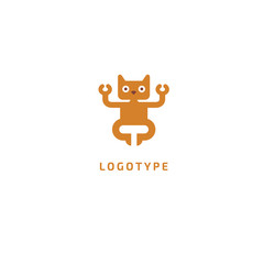 Cat silhouette logo. Vector abstract minimalistic illustration veterinary. Kitten icon. Pet, pet shop, zoo, clinic vector flat style logotype modern.