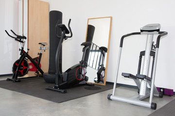 Fototapeta na wymiar fitness room center equipment for healthy gym