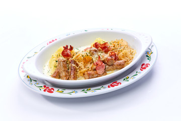 sausage with mashed potato