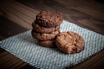 Homemade chocolate cookie. Homemade chocolate biscuit, full-flavored.