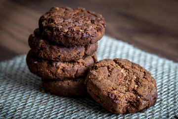 Homemade chocolate cookie. Homemade chocolate biscuit, full-flavored.