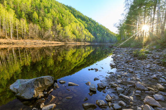 Tynda Town and Tynda River in Blagoveshensk Region in Siberia in Far East of Russia