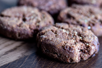 Homemade chocolate cookie. Homemade chocolate biscuit, full-flavored.