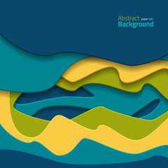 Abstract paper cut background. Colorful vector illustration with 3d effect.