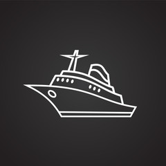 Obraz premium Sea liner thin line on black background icon