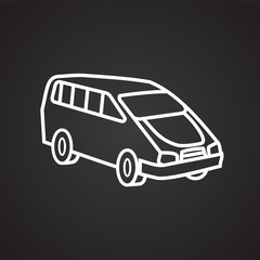 Family car thin line on black background icon