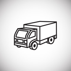 Cargo truck thin line on white background icon