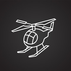 Helicopter thin line on black background icon