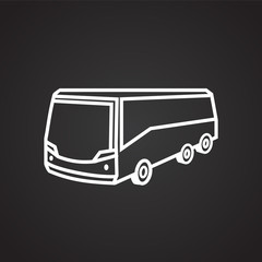 Tour bus thin line on black background icon