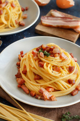 Traditional italian dish spaghetti carbonara