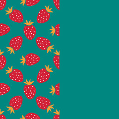 Card with strawberry. Fruit background. Vector illustration.