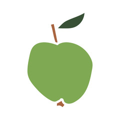 Green cartoon apple isolated on a white background. Vector illustration.